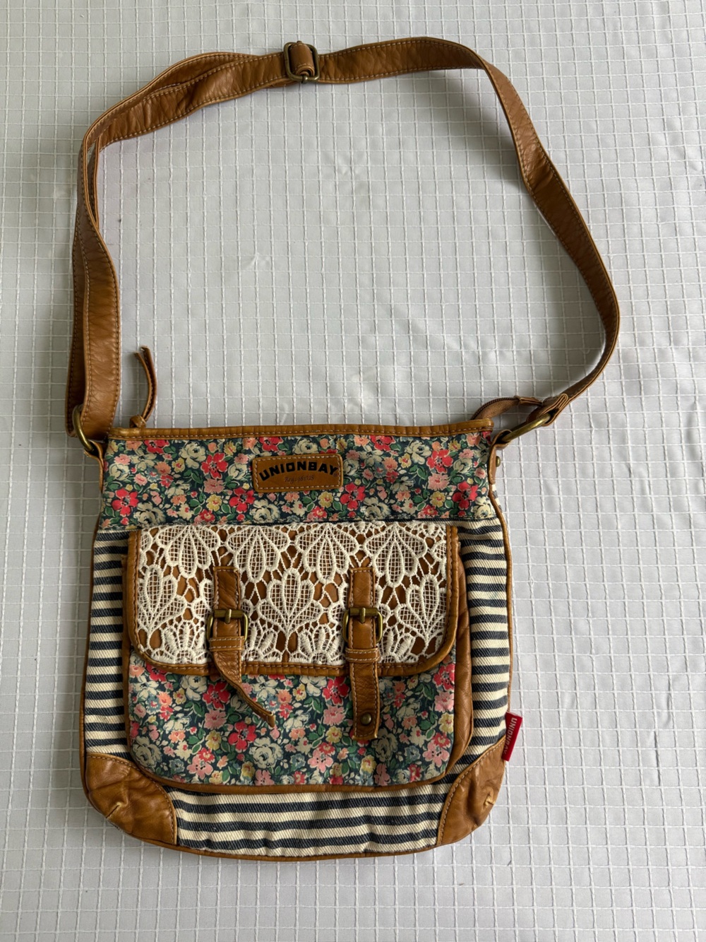 VTG Union Bay 90s Y2K Patchwork Crossbody Handbag Boho Hippie Floral Striped